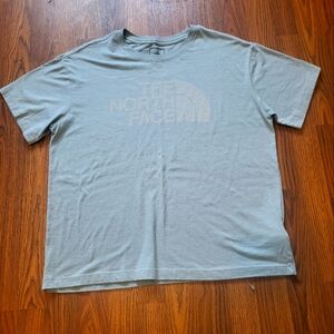 North Face Mens Large Blue Spell Out Casual Designer Tee